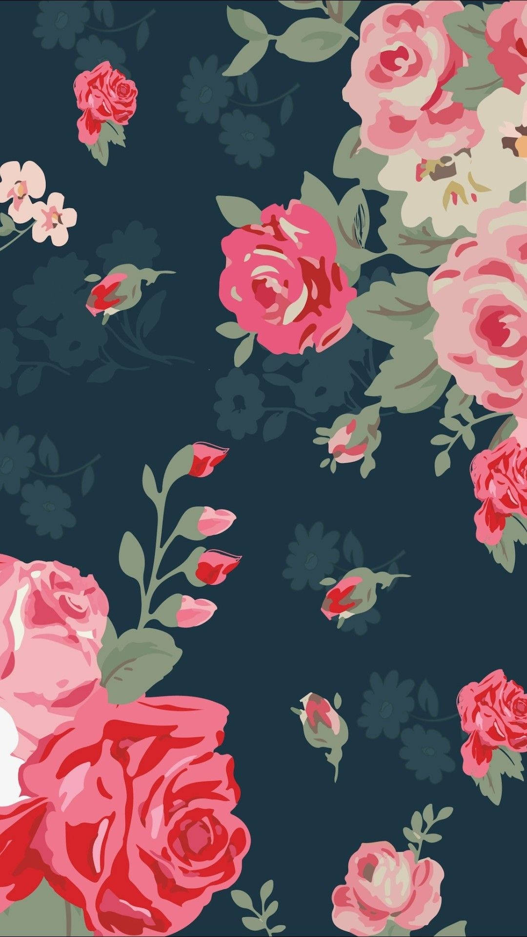 floral bright pink phone, vibrant pink, red roses, Full HD Phone Wallpaper