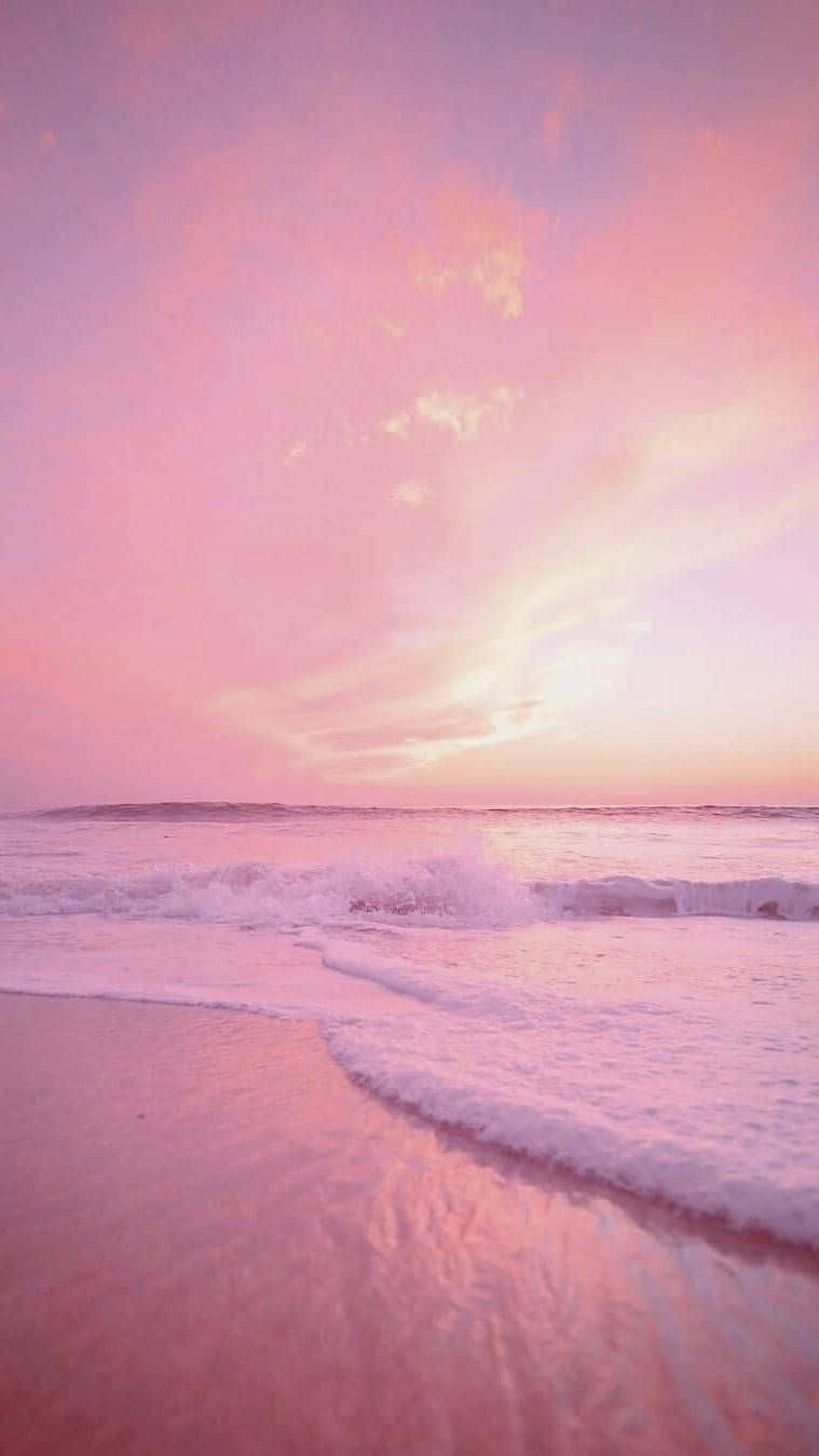 Pink Beach Aesthetic, Pink sunset, ocean waves, HD Phone Wallpaper
