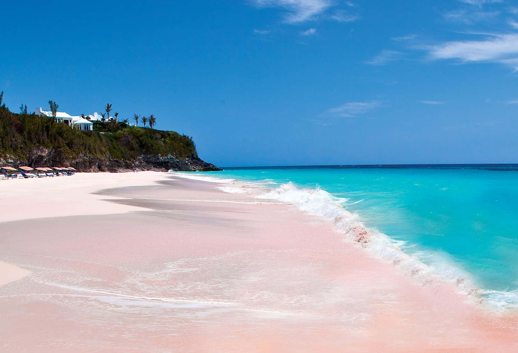 Pink Sand Beach, sunset, turquoise waters, HD Desktop Wallpaper