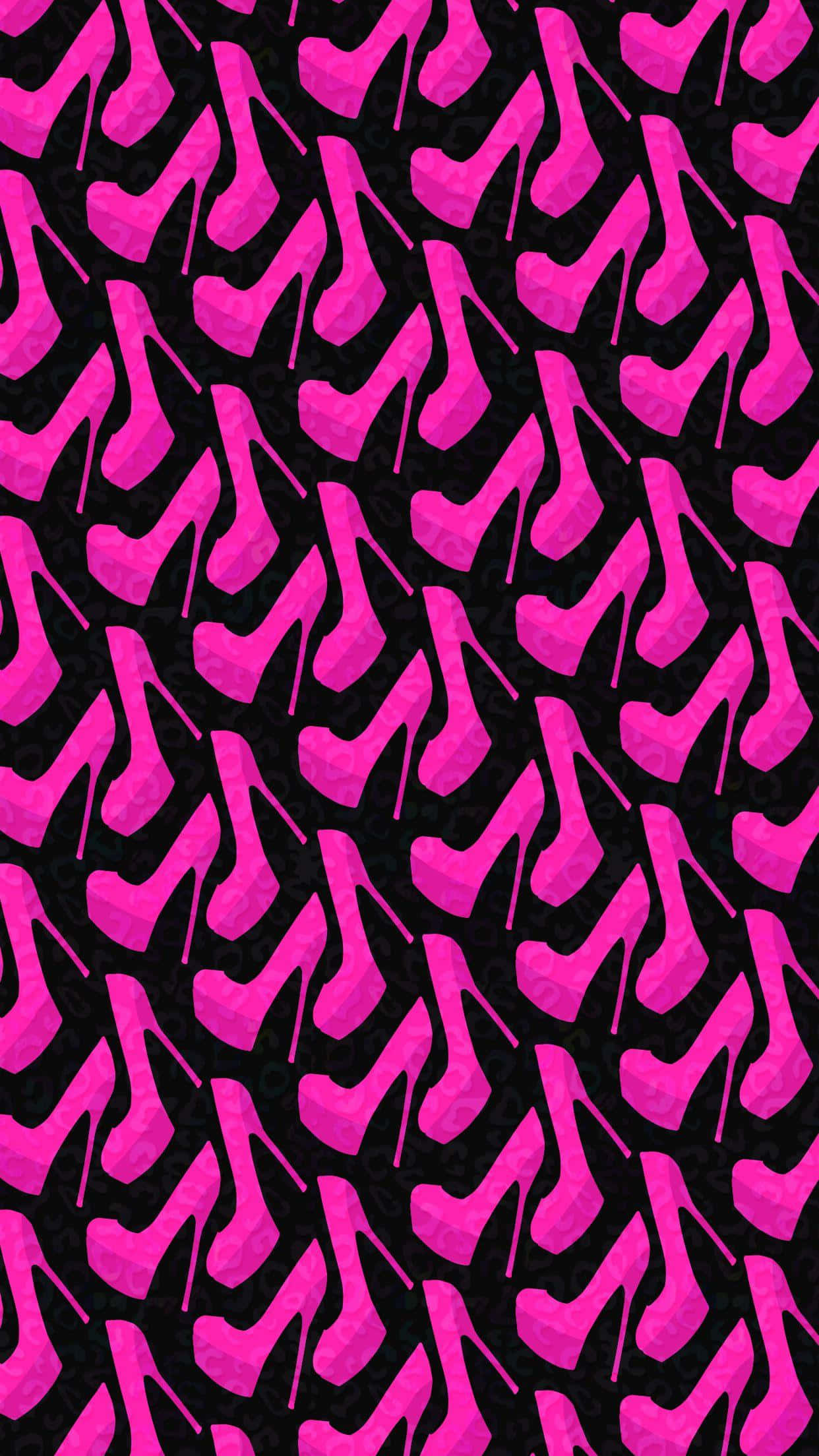 pink high heel shoes, black background, vibrant pink, Full HD Phone Wallpaper