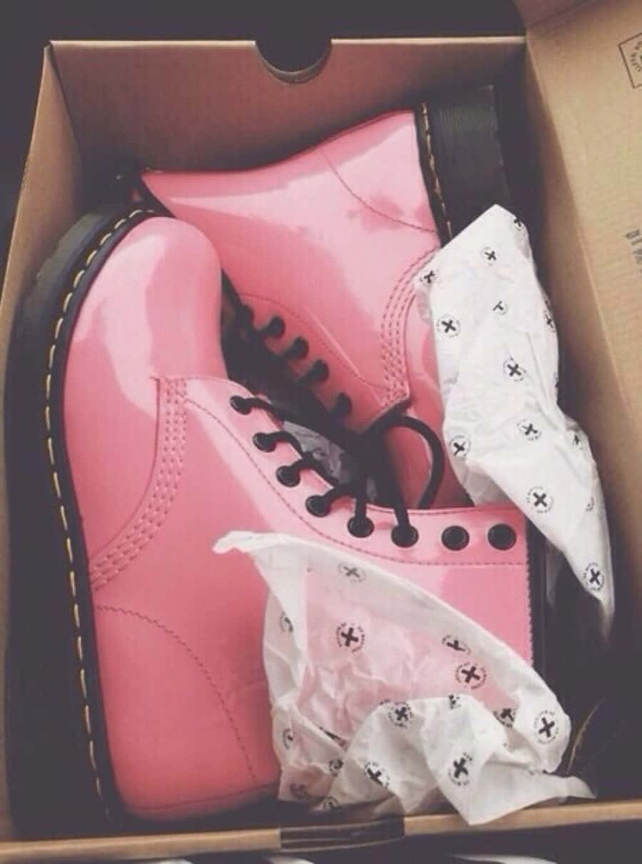 pink shoes, combat boots, marble surface, SD Phone Wallpaper