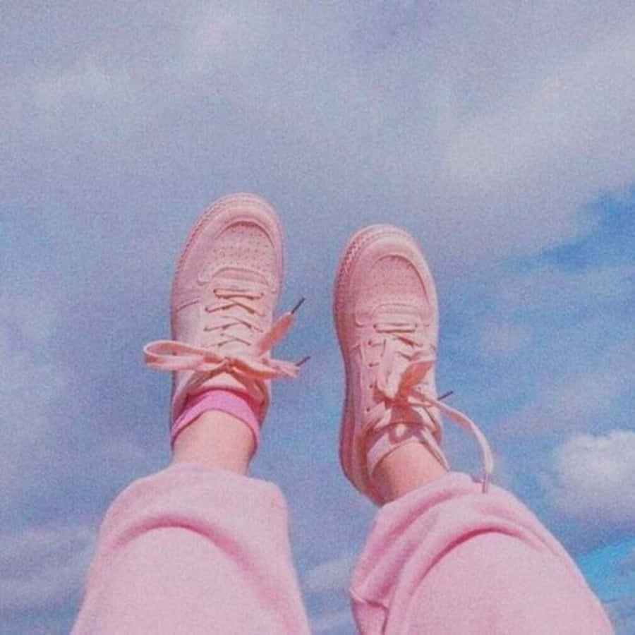 Pink Shoes, white background, soft blue sky, SD Desktop Wallpaper