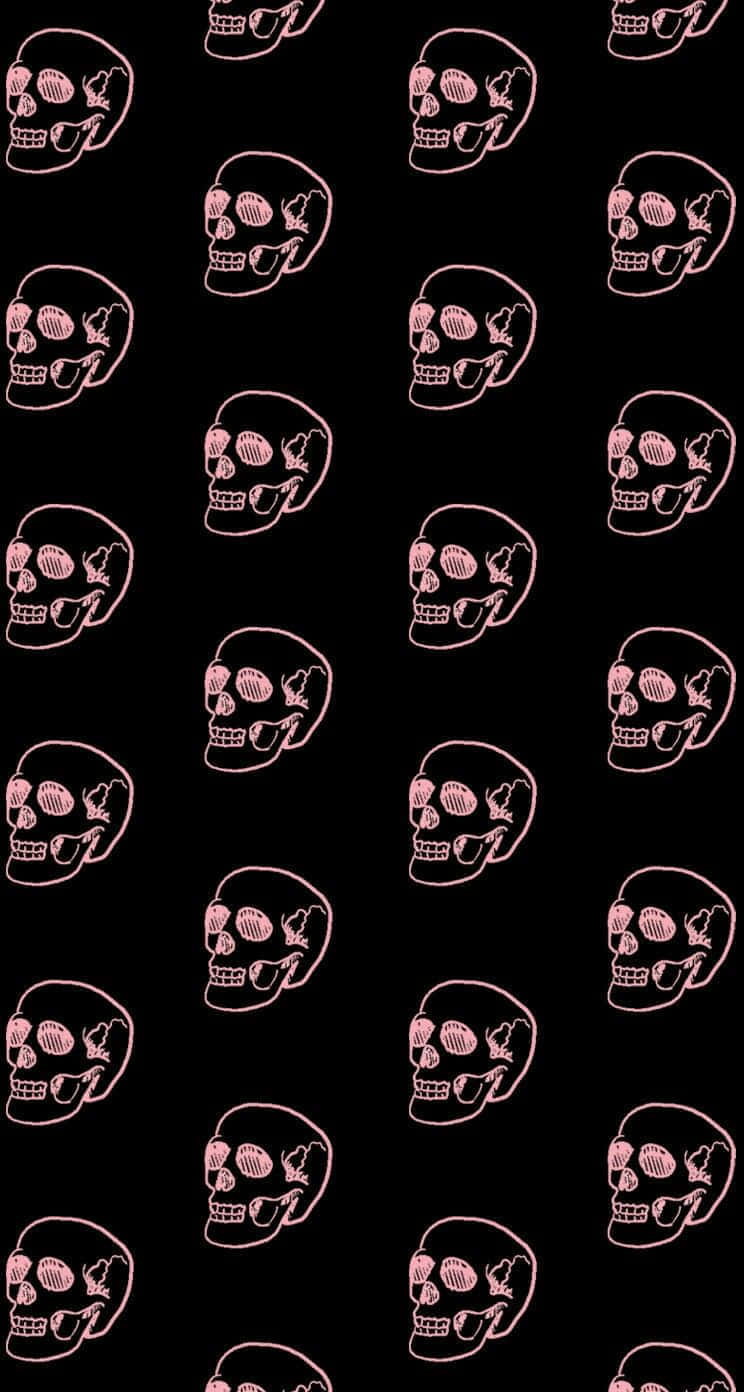 Pink Skull, goth aesthetic, grid, HD Phone Wallpaper