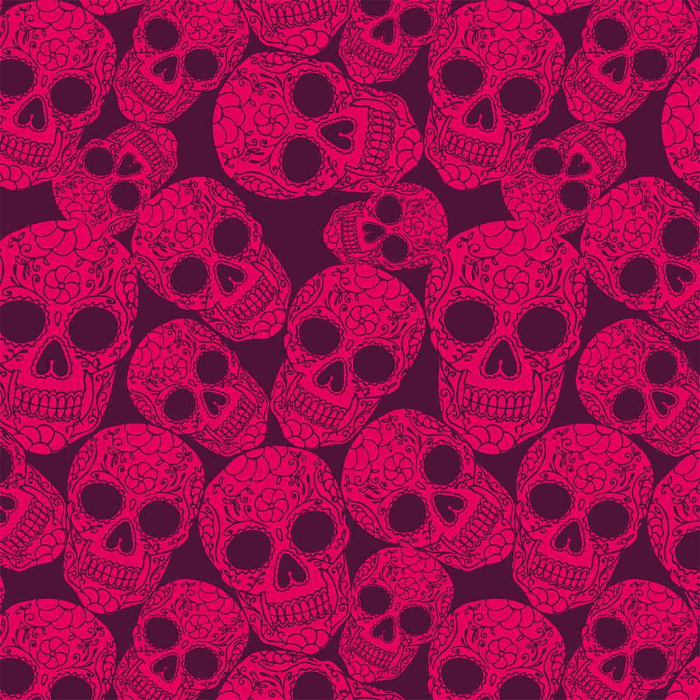 Pink Skull, vibrant pink sugar skulls, floral patterns, SD Desktop Wallpaper