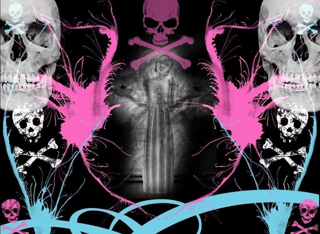 Pink Skull, ghostly figure, vibrant pink, SD Desktop Wallpaper