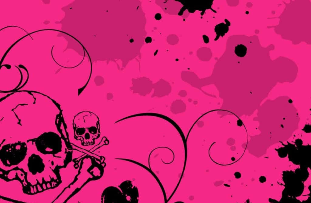 Pink Skull, vibrant pink, black skull and crossbones, SD Desktop Wallpaper