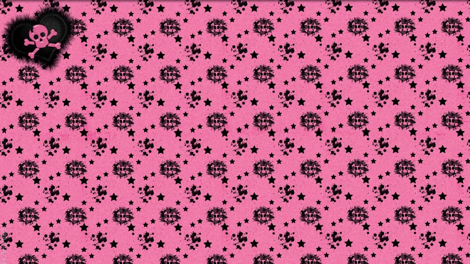 Pink Skull, black skull, star patterns, HD Desktop Wallpaper