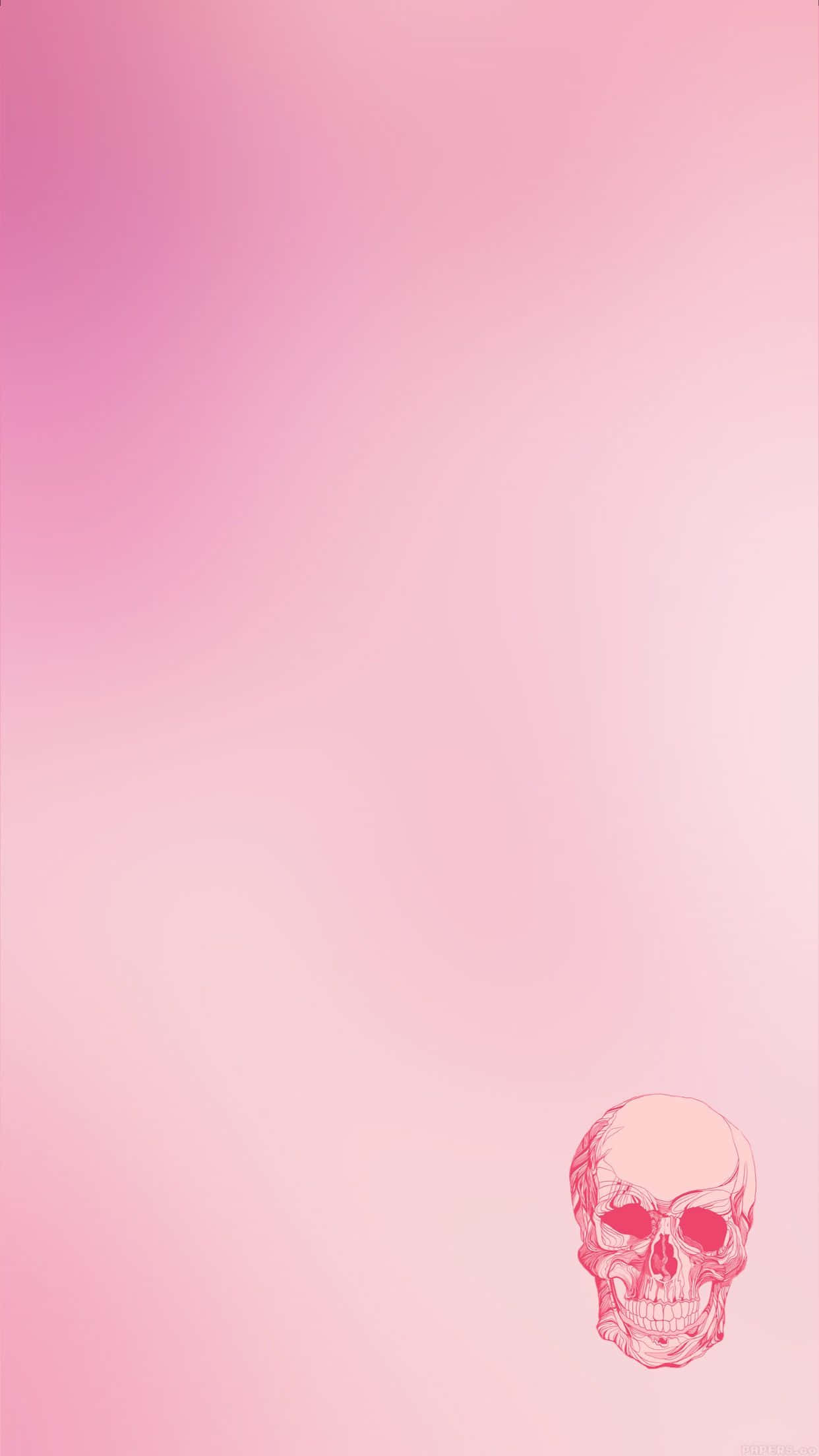 Pink Skull, minimalist pink skull illustration, soft gradient pink background, Full HD Phone Wallpaper