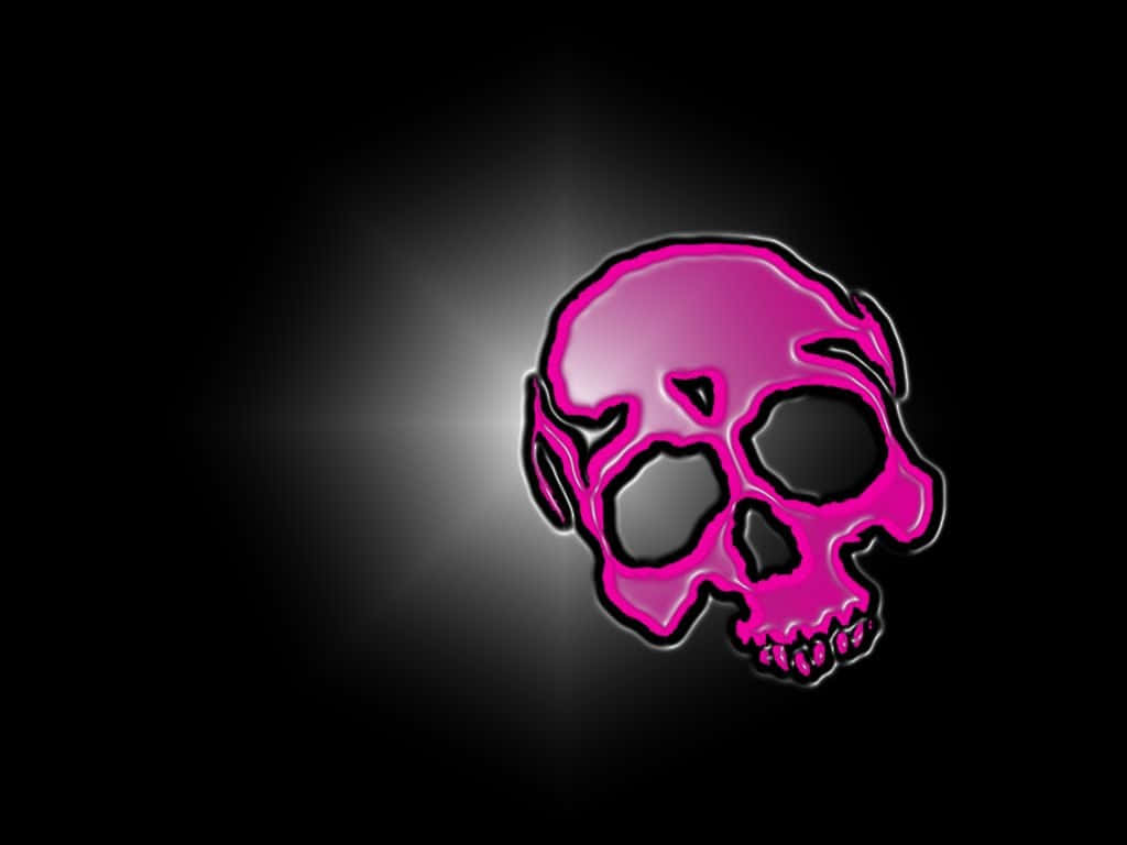 Pink Skull, glossy pink skull, black outline, SD Desktop Wallpaper