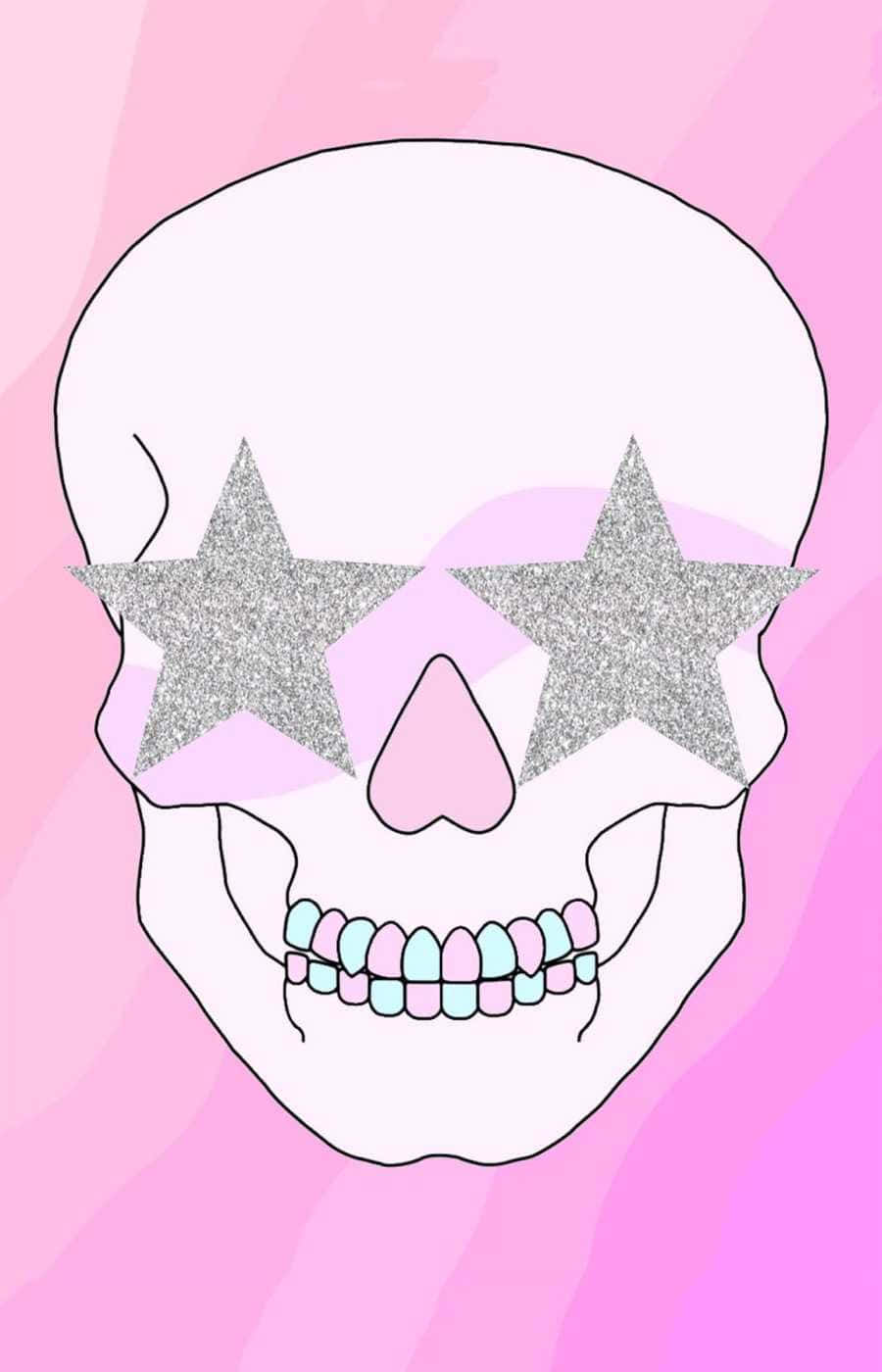 glitter star eyed skull, white skull, glittery silver stars, HD Phone Wallpaper