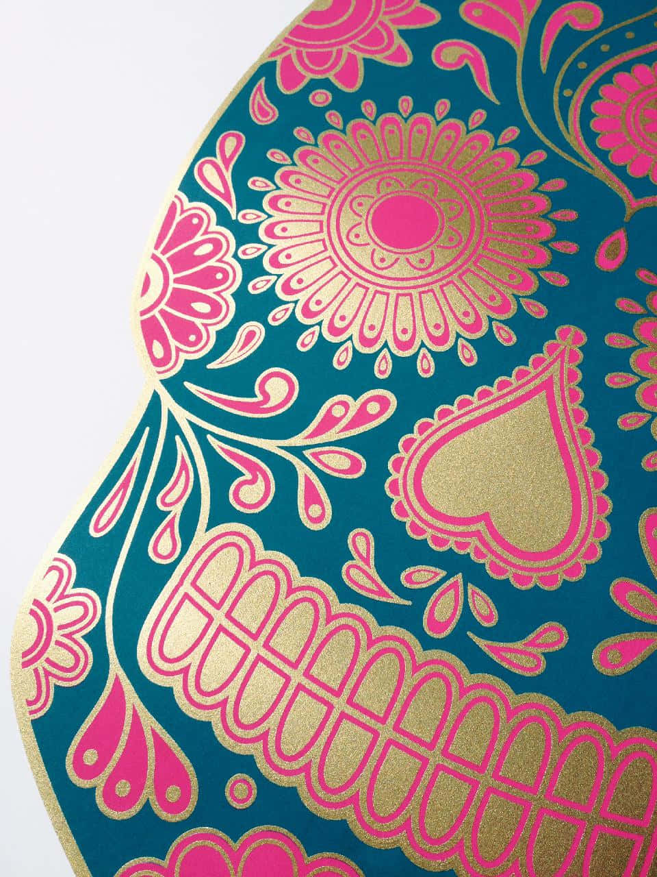 Pink Skull, teal, pink, HD Phone Wallpaper