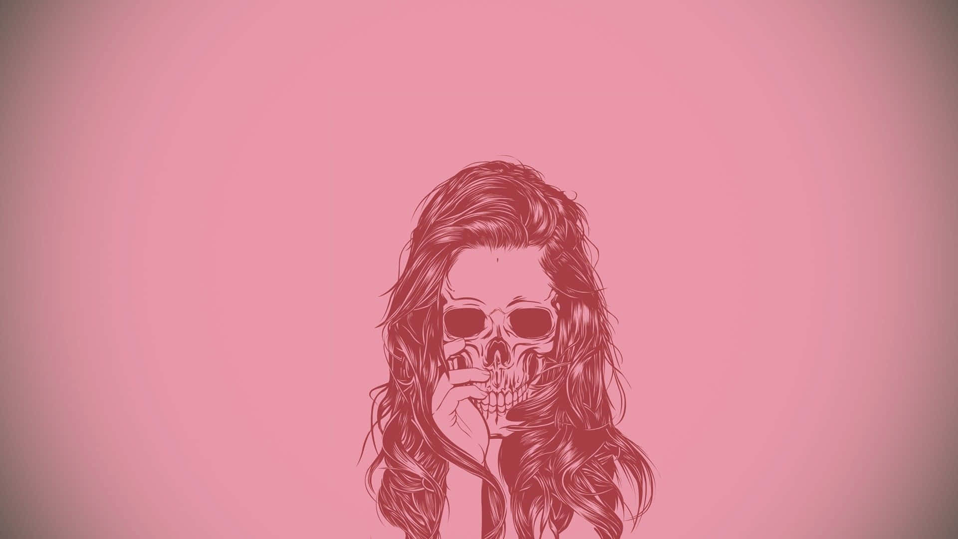 Girly Skull, skull face, long hair, Full HD Desktop Wallpaper