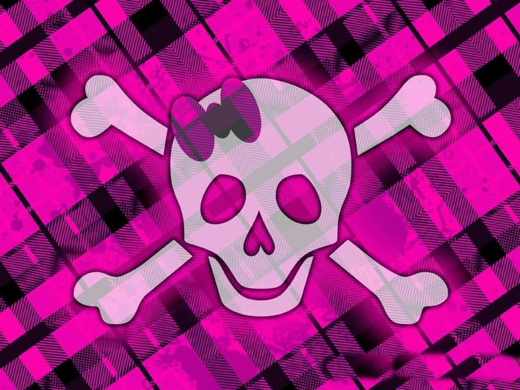 Pink Skull, bow, crossed bones, SD Desktop Wallpaper