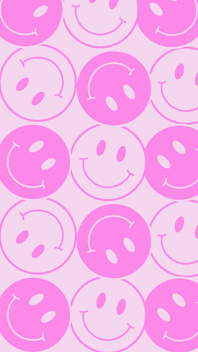 Pink Smiley Face, repeating pattern, pink smiley faces, SD Phone Wallpaper