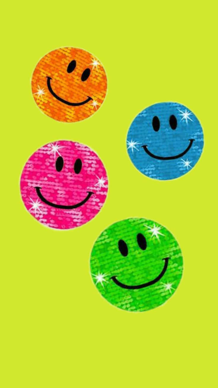 glittery smiley faces, orange, pink, HD Phone Wallpaper