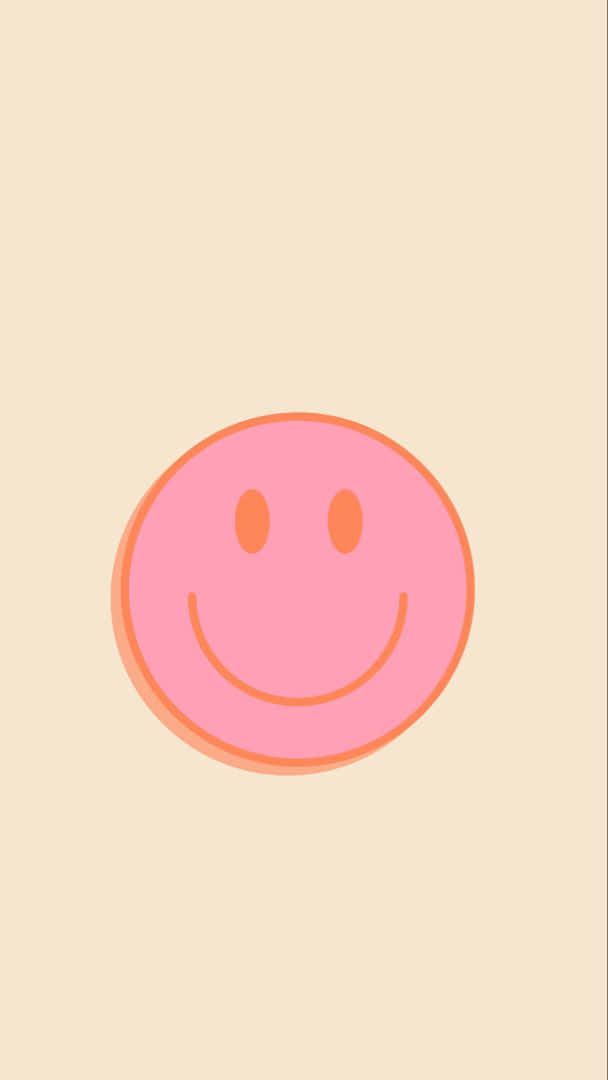 Pink Smiley Face, simple graphic, orange eyes, SD Phone Wallpaper