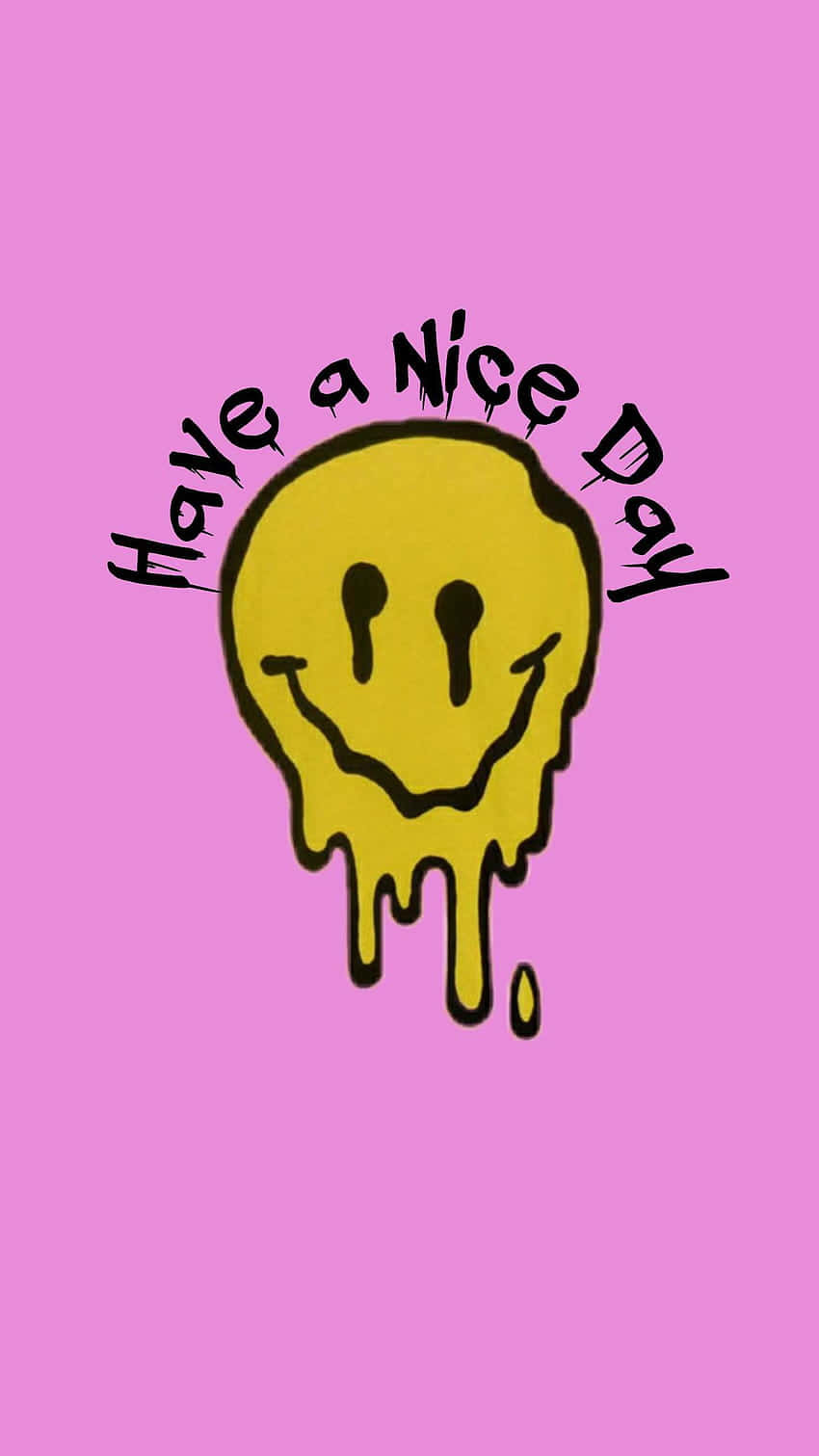 Melting Smiley Face, yellow smiley face, black outline, HD Phone Wallpaper