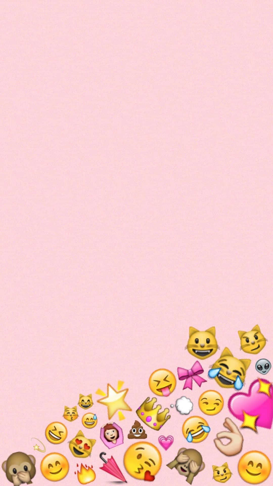 pink background, emoji collage, colorful emojis, Full HD Phone Wallpaper