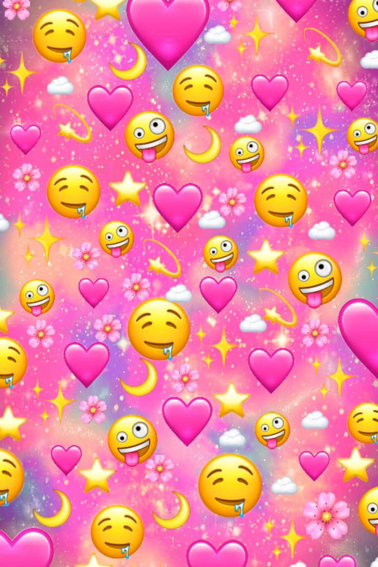 Pink Smiley Face, vibrant pink, winking emojis, SD Phone Wallpaper