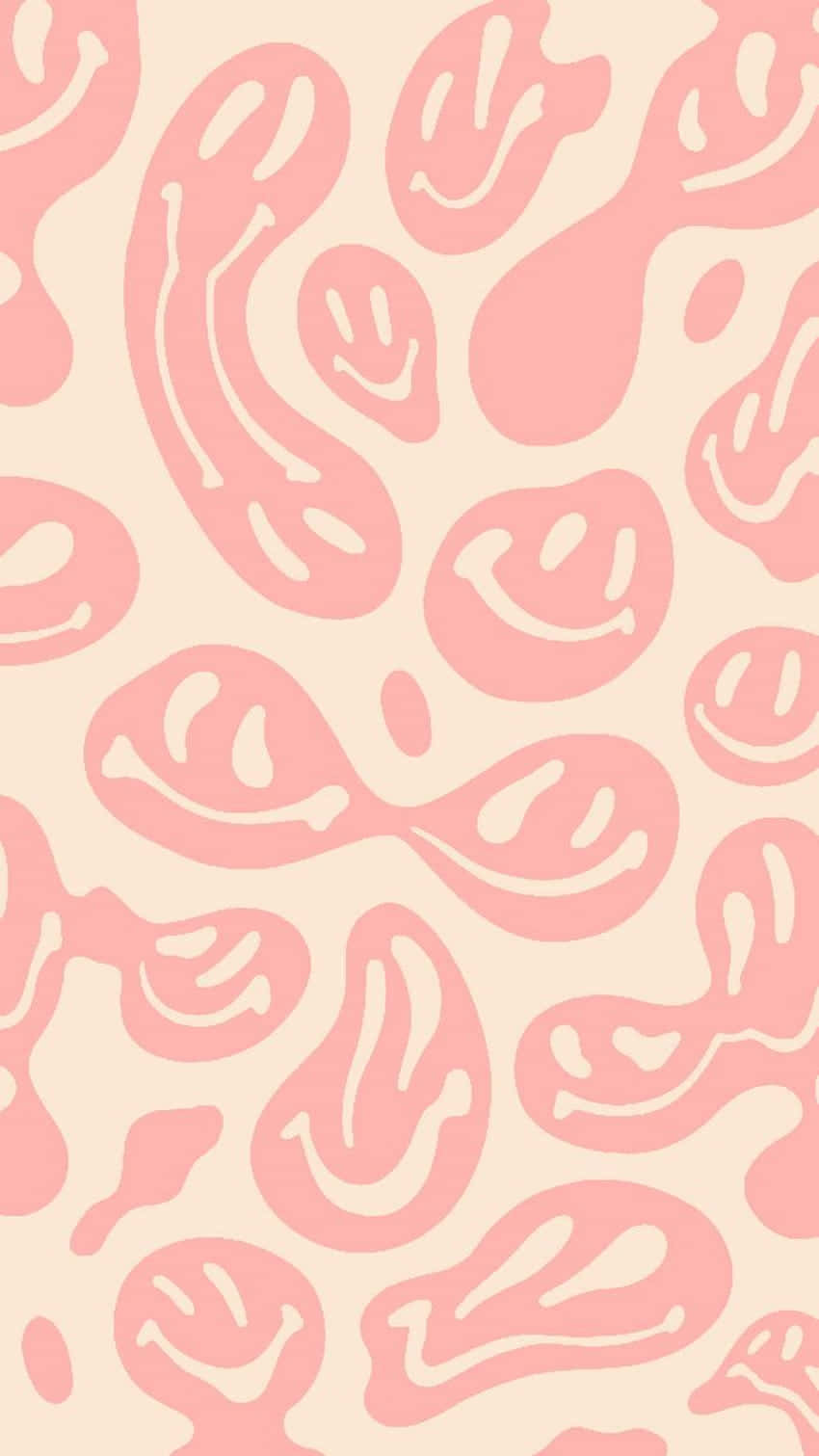 pink smiley faces, abstract blobs, soft cream background, HD Phone Wallpaper