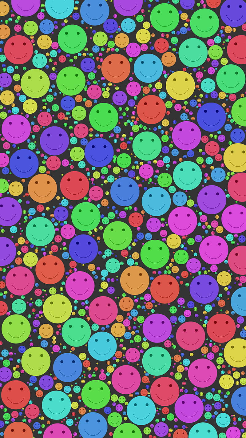 Colorful Smiley Faces Pattern, multicolored smiley faces, various sizes, HD Phone Wallpaper
