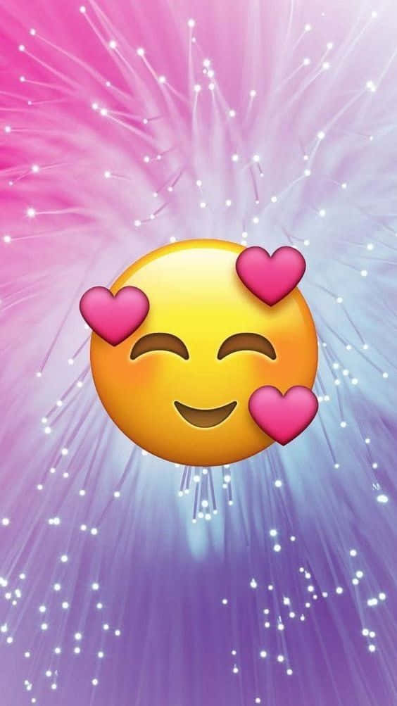 Loving Smiley Face, pink background, yellow emoji, SD Phone Wallpaper
