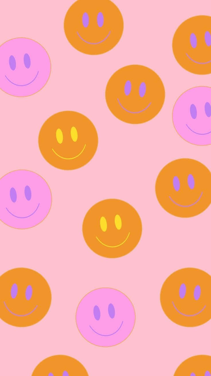 Pink Smiley Face, orange smiley faces, pink background, HD Phone Wallpaper
