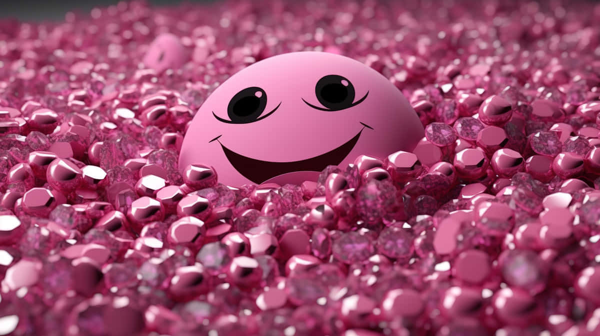 Pink Smiley Face, shiny pink gemstones, close-up shot, SD Desktop Wallpaper