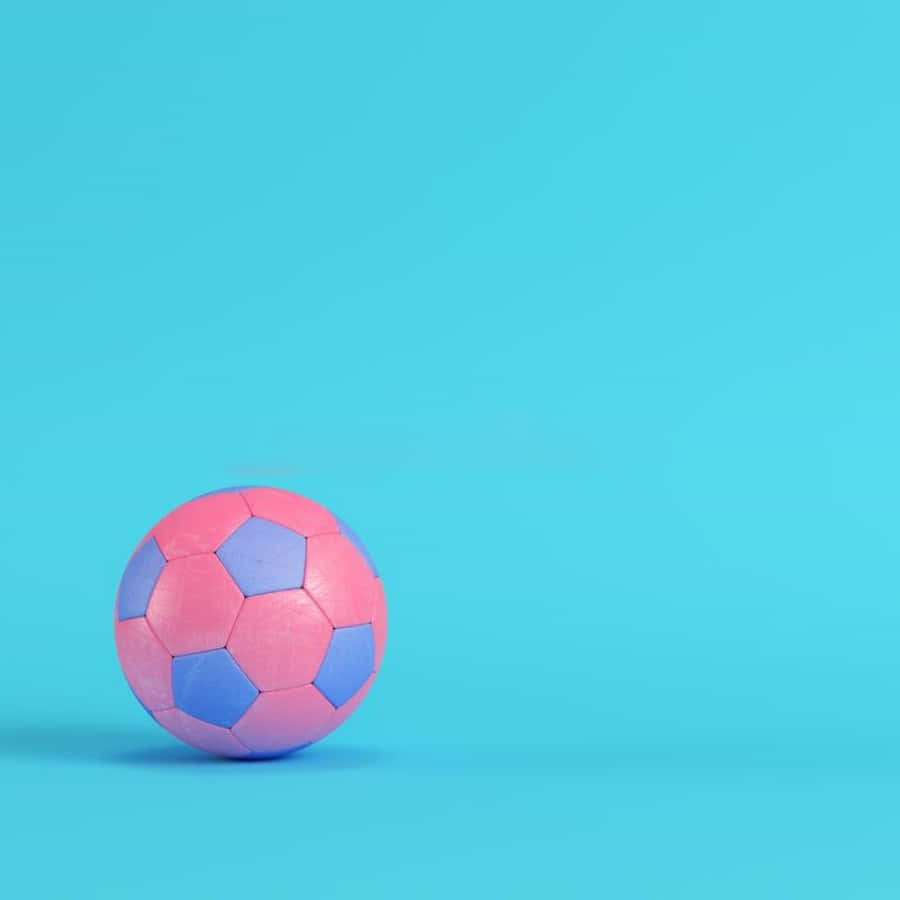 pink soccer ball, cyan background, soft shadows, SD Desktop Wallpaper