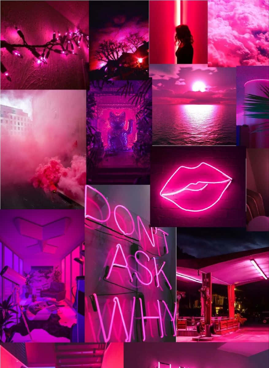 Dark Pink, neon collage, lips signs, SD Phone Wallpaper