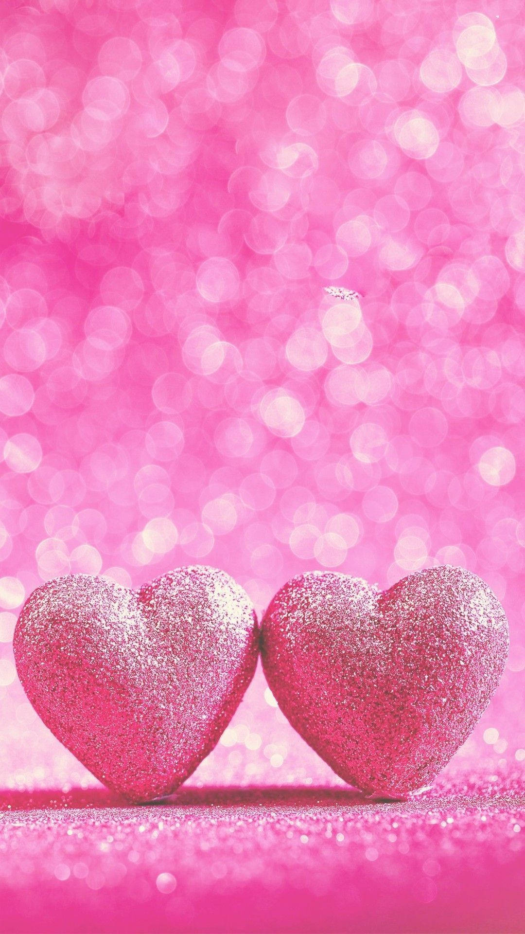 pink hearts, glittery pink, sparkling pink surface, Full HD Phone Wallpaper