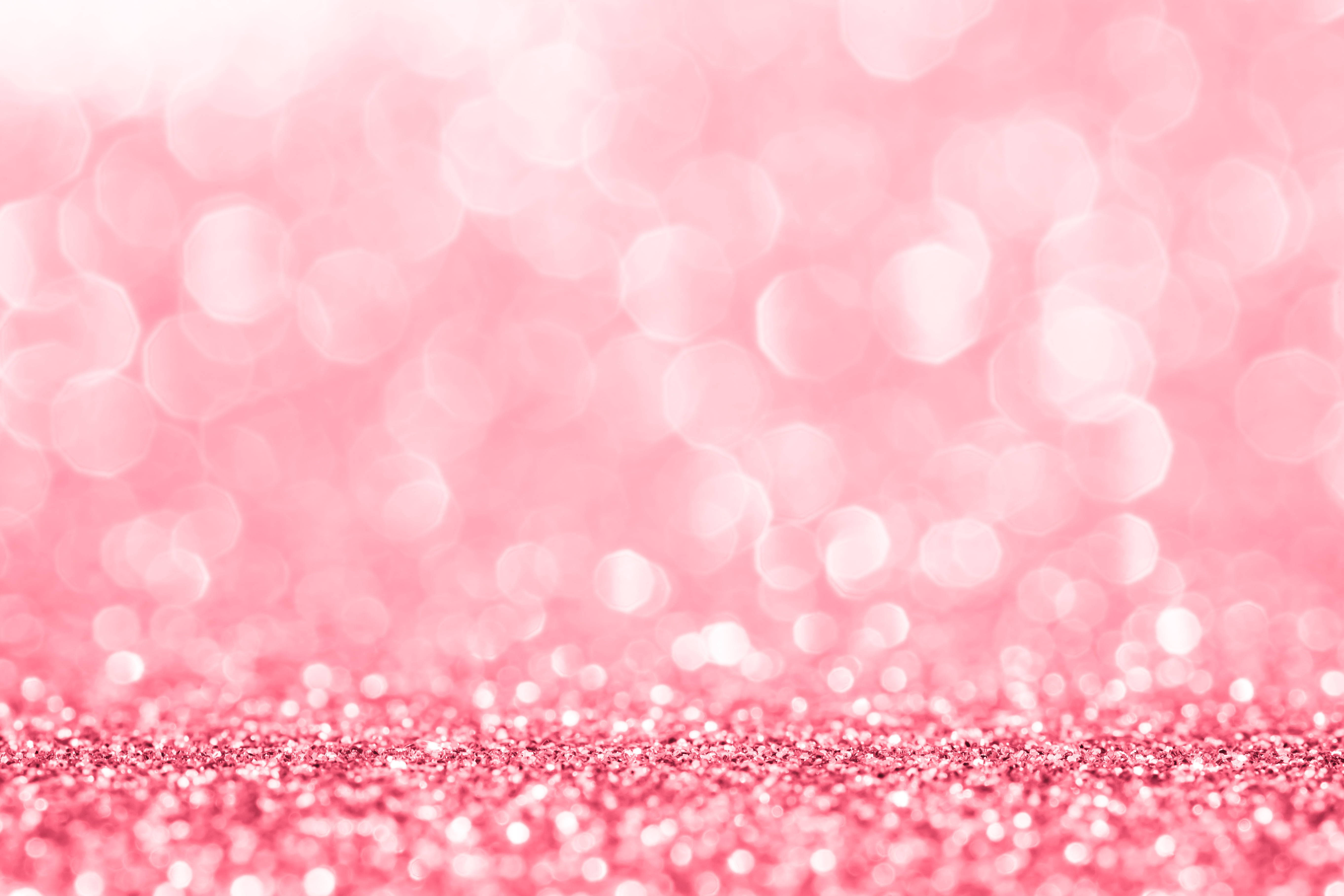 Pink Glitter Sparkles, shimmering pink glitter, soft bokeh lights, 5K Desktop Wallpaper