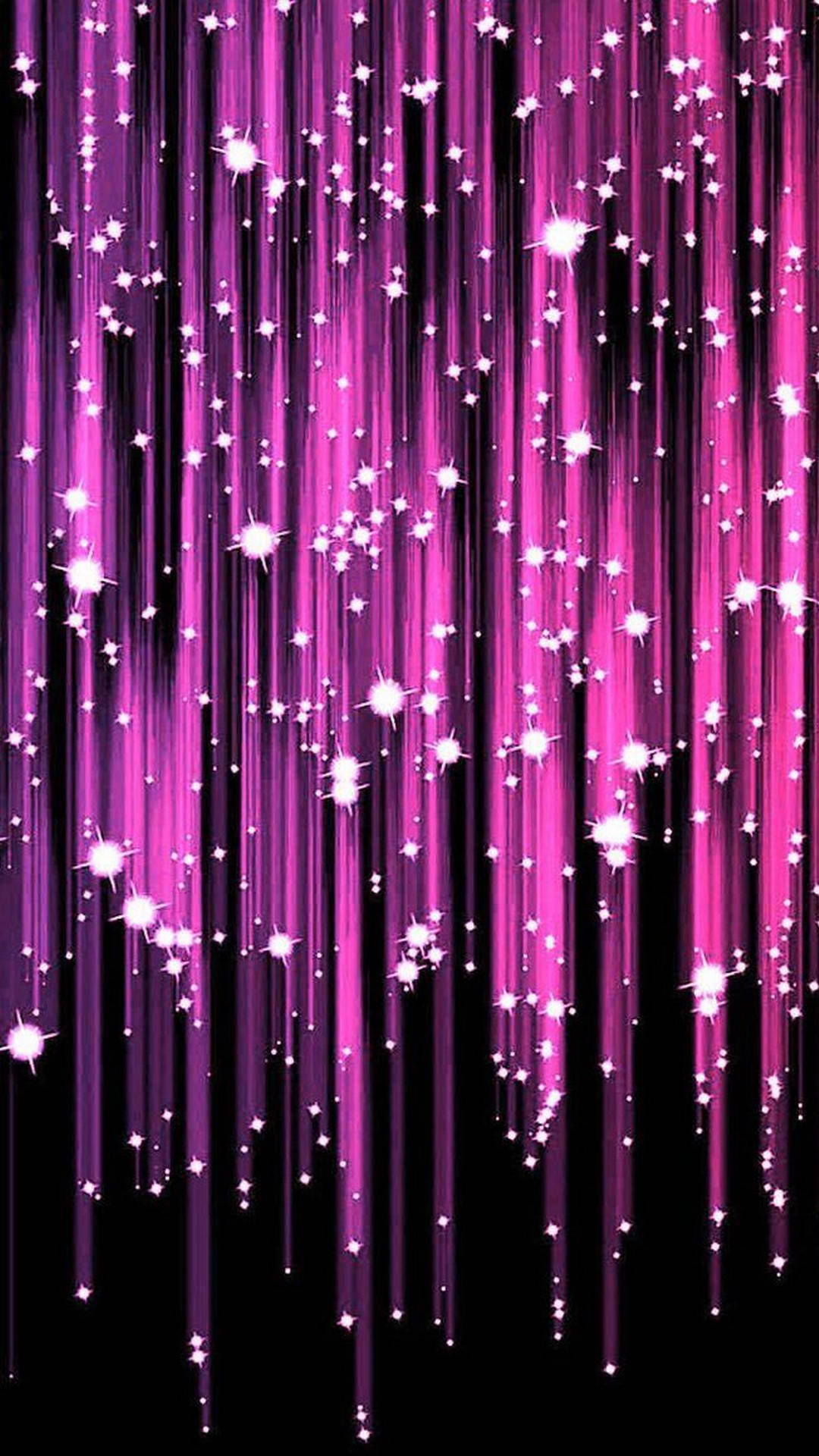 Falling Pink Sparkles, magenta starlight, black void, Full HD Phone Wallpaper