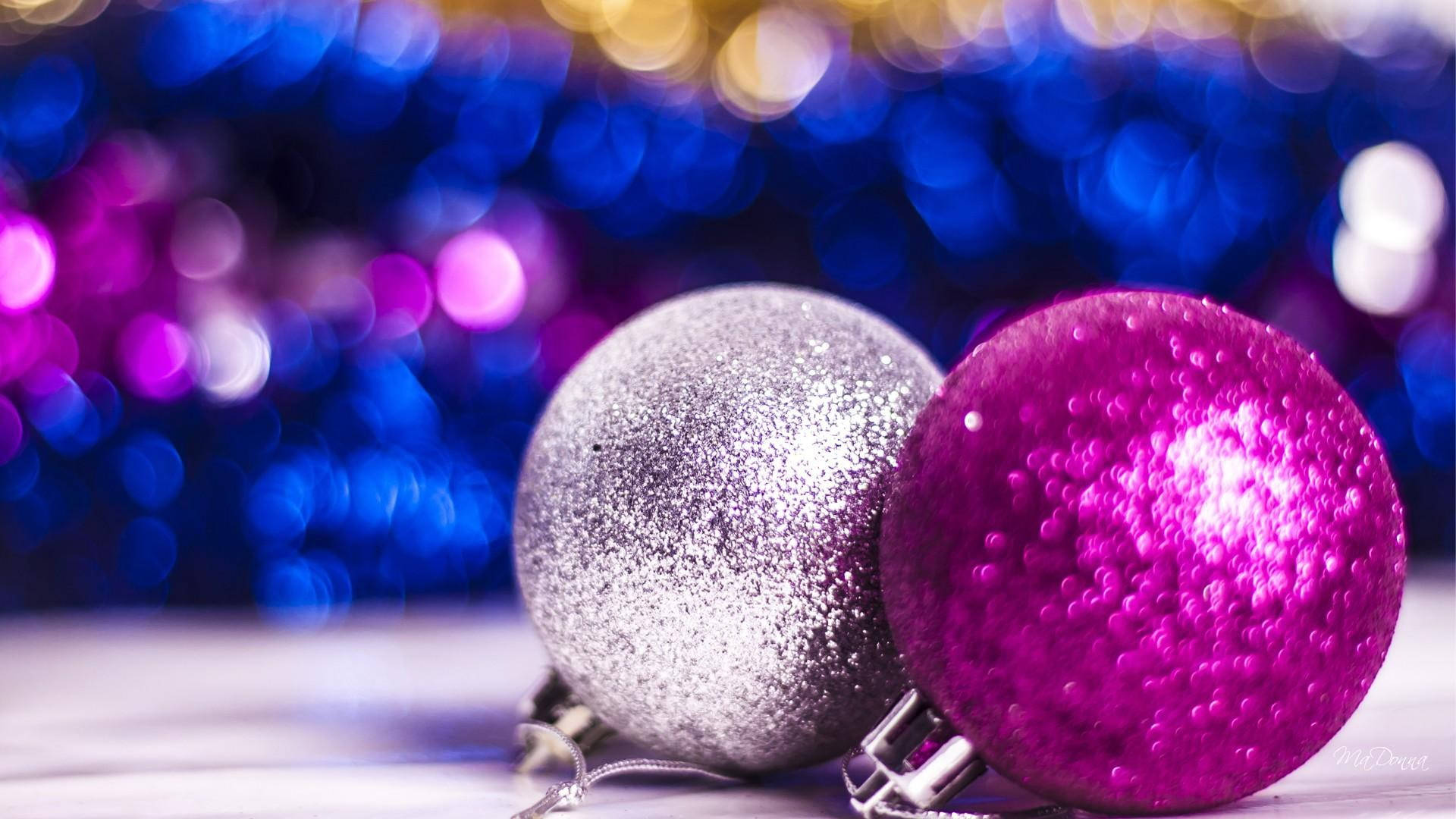 Pink Sparkling Christmas Balls, silver, magenta, Full HD Desktop Wallpaper