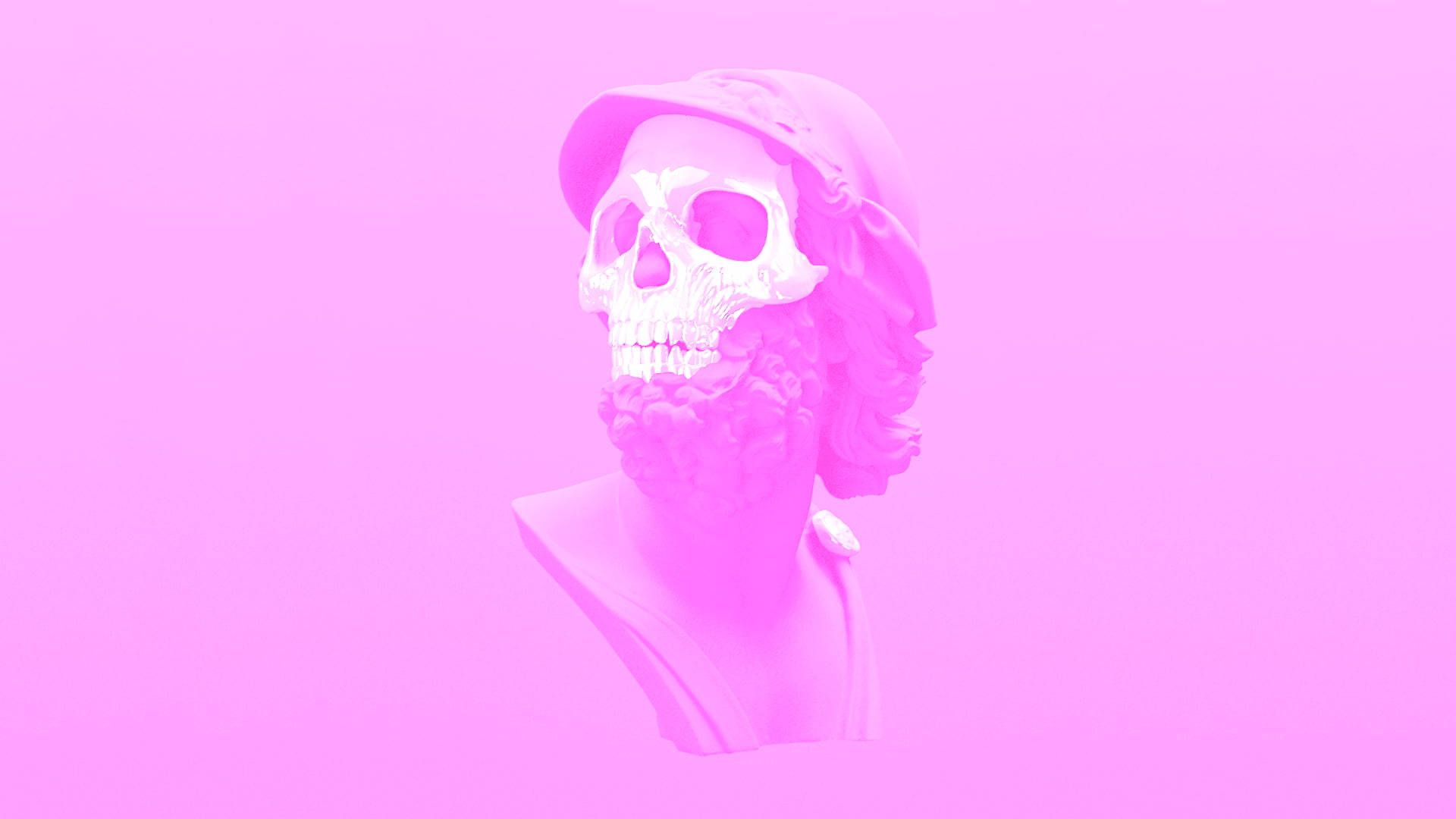 Pink Sparkle, skull, beard, Full HD Desktop Wallpaper