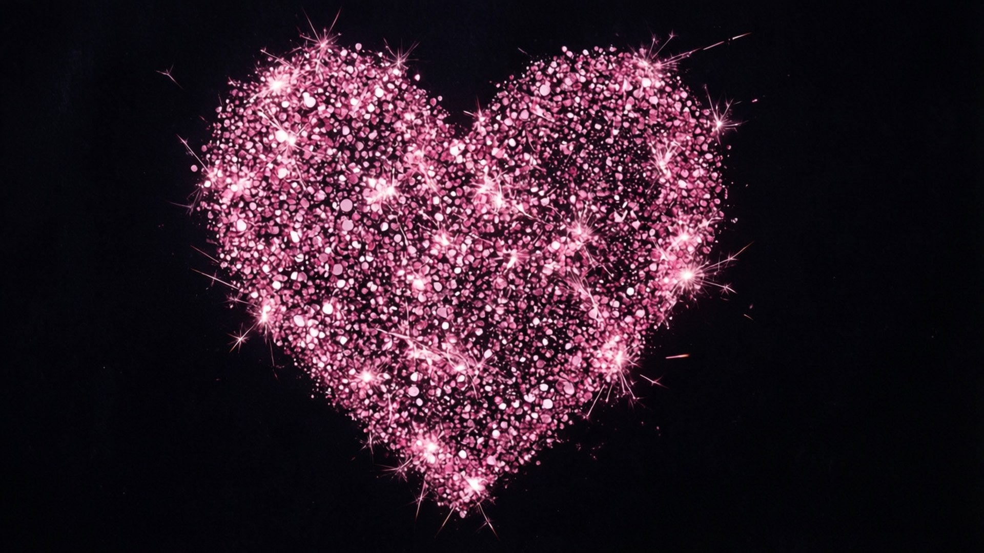 Sparkle Heart, pink glitter, sparkling bursts, Full HD Desktop Wallpaper
