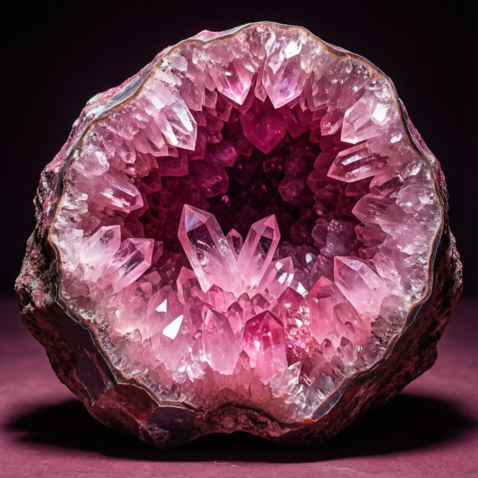 pink amethyst crystals, sliced geode, dark background, HD Desktop Wallpaper