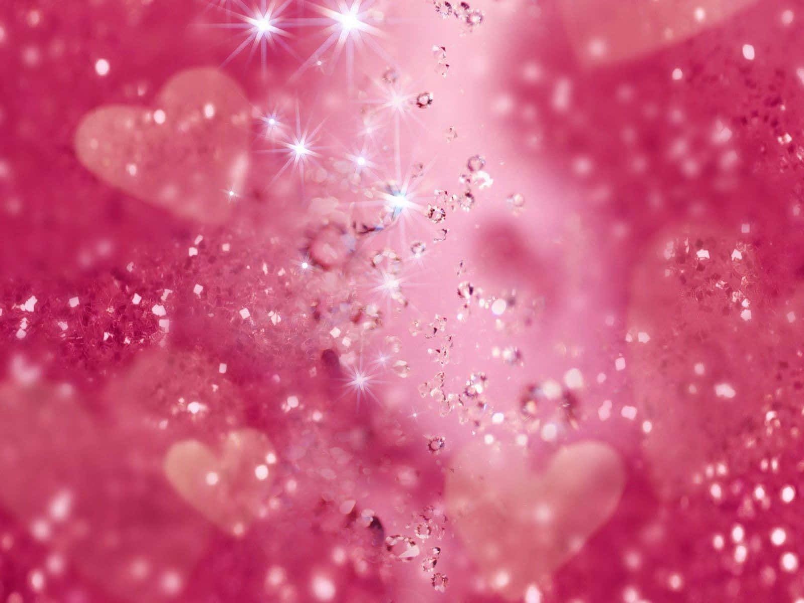 pink, sparkling glitter, heart shapes, HD Desktop Wallpaper
