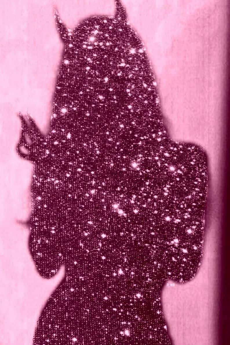 pink sparkles, devilish figure, horns, SD Phone Wallpaper