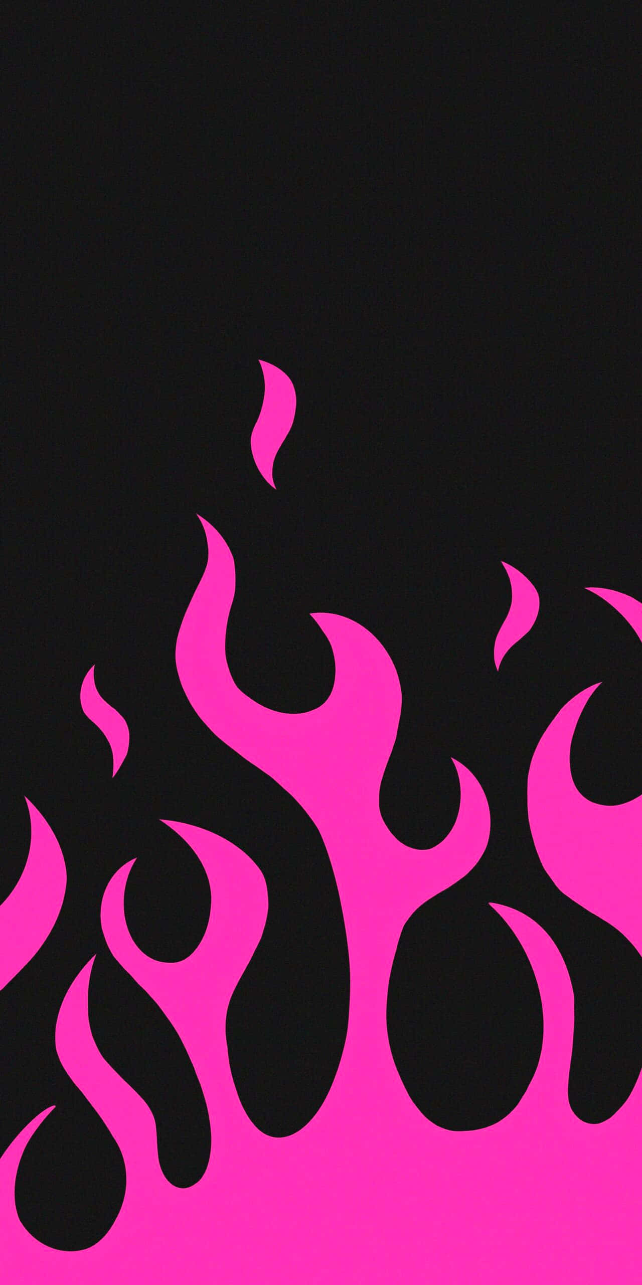 Vibrant Pink Flames, stark black background, bold graphic design, 2K Phone Wallpaper