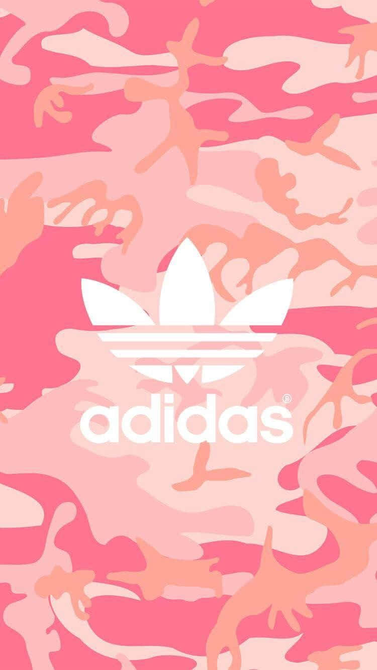 Pink Sports, pink camouflage pattern, white adidas logo, HD Phone Wallpaper