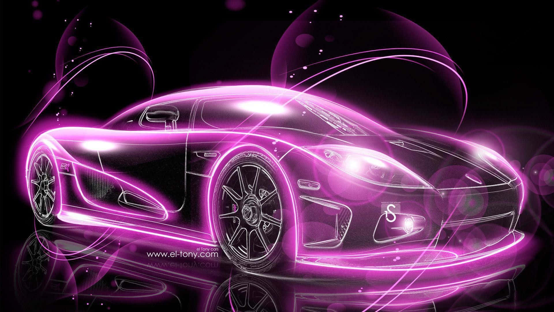 Pink Sports, vibrant purple neon lines, dark background, Full HD Desktop Wallpaper
