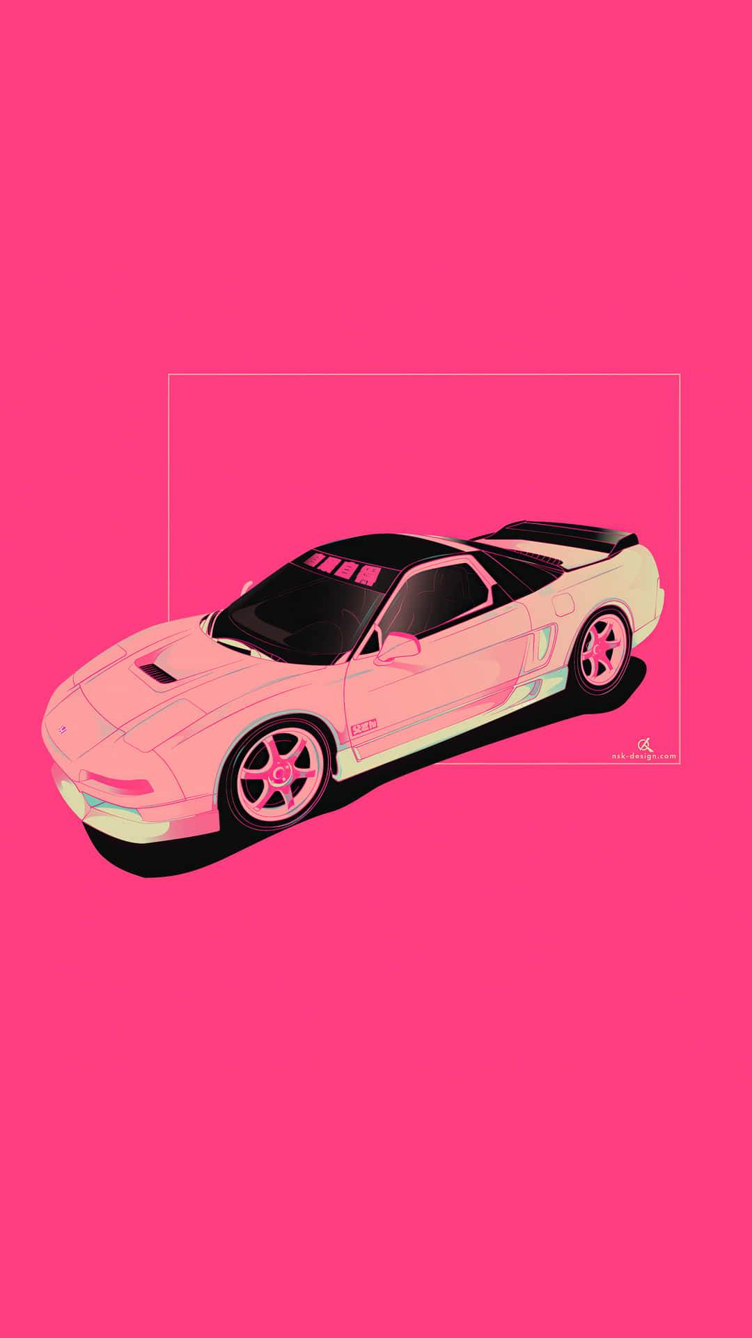 pink sports, sleek pink sports car, black accents, Full HD Phone Wallpaper