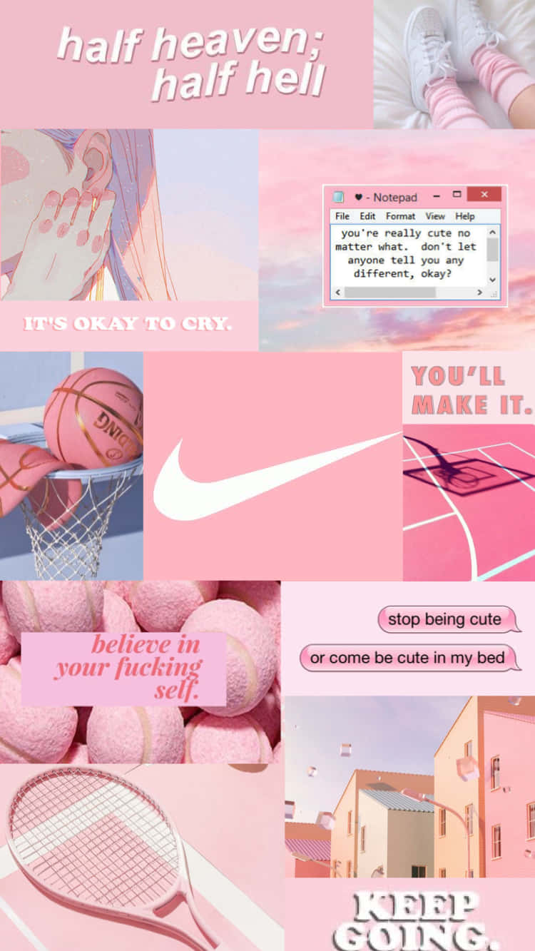 nike half heaven half hell, pink-toned, motivational quotes, HD Phone Wallpaper
