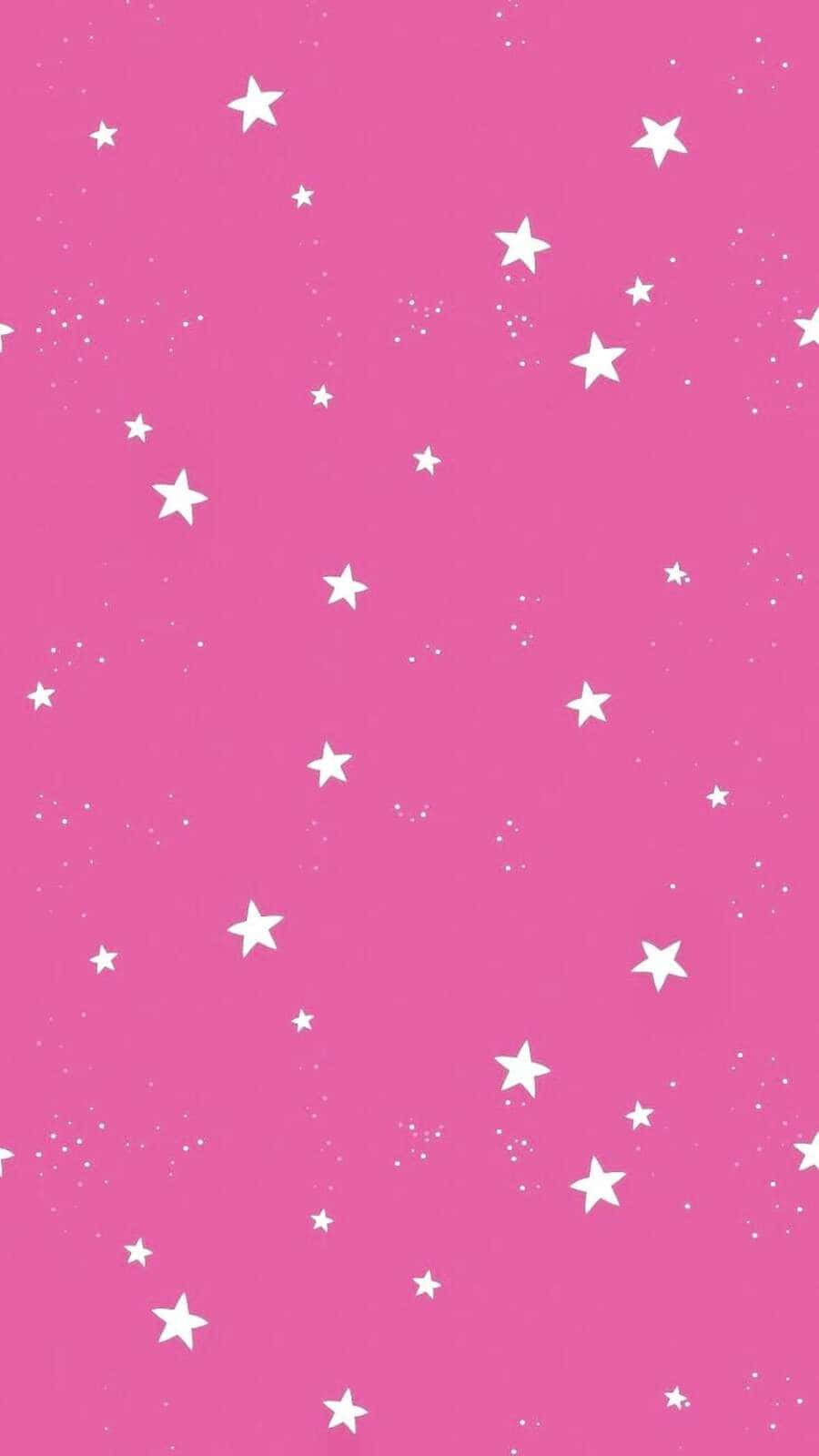 pink stars, vibrant pink background, white stars, HD Phone Wallpaper