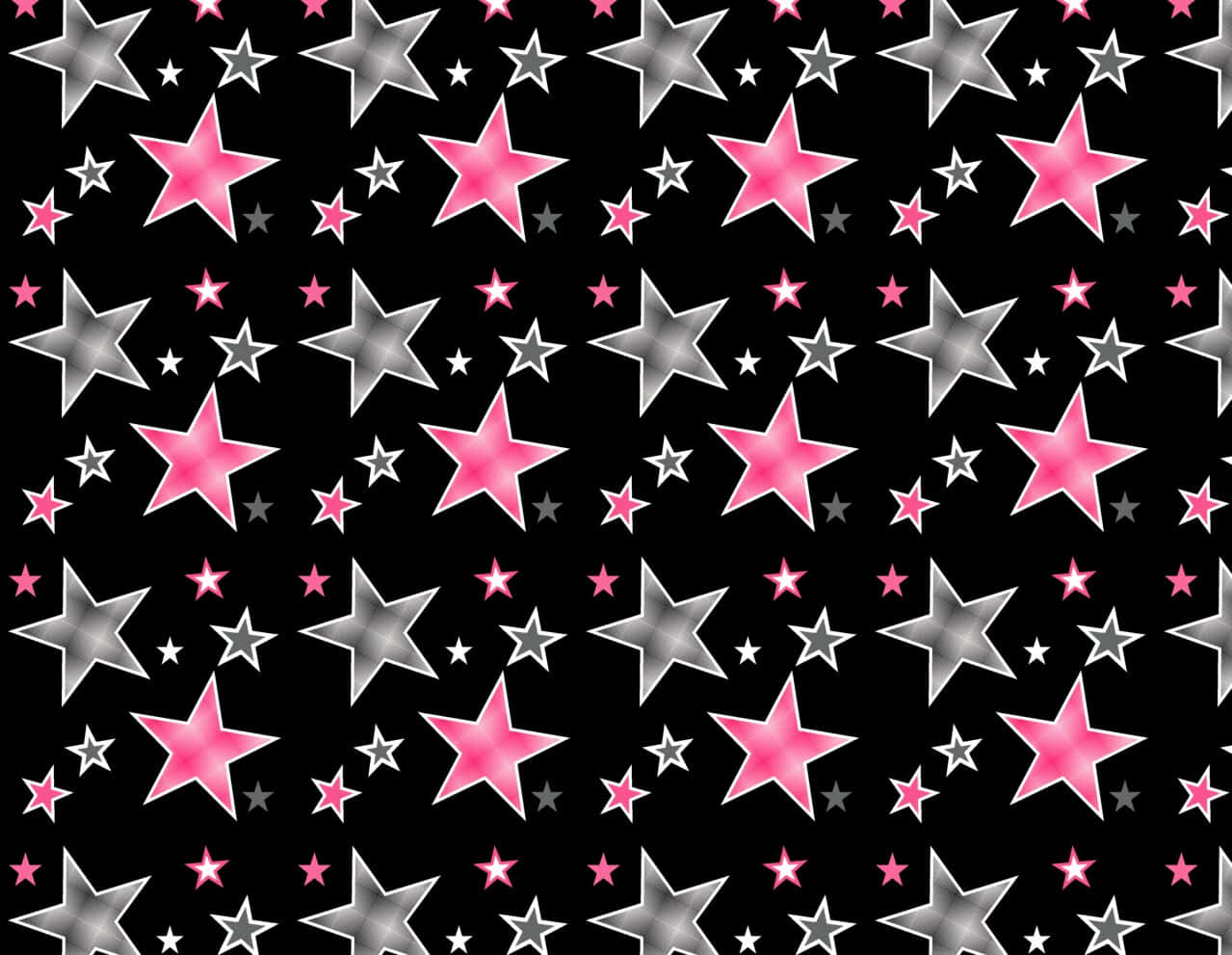 Pink Stars, black background, pink and silver stars, SD Desktop Wallpaper