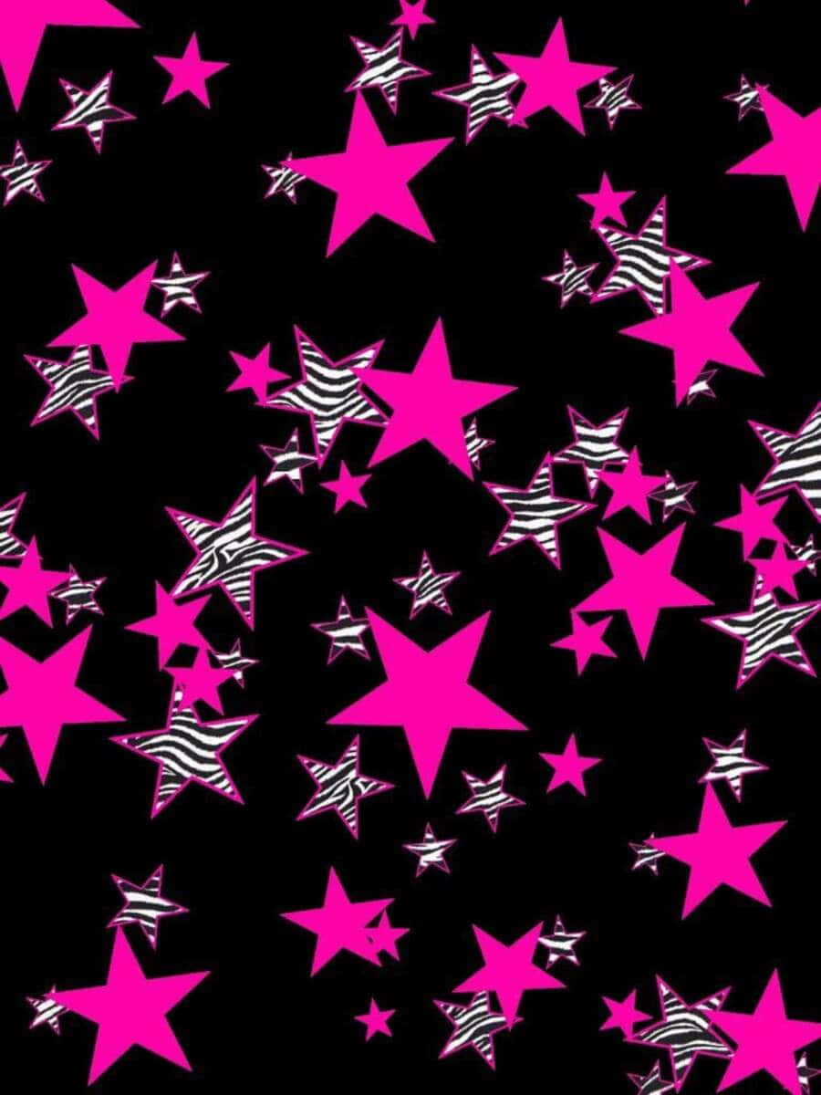 Pink Stars, zombie stripes, solid black background, SD Phone Wallpaper