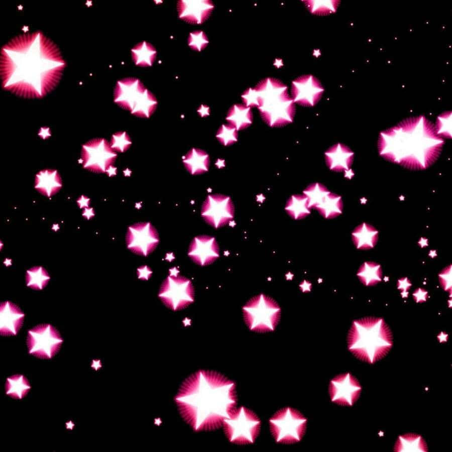 Pink Stars, vibrant pink glowing stars, deep black background, SD Desktop Wallpaper