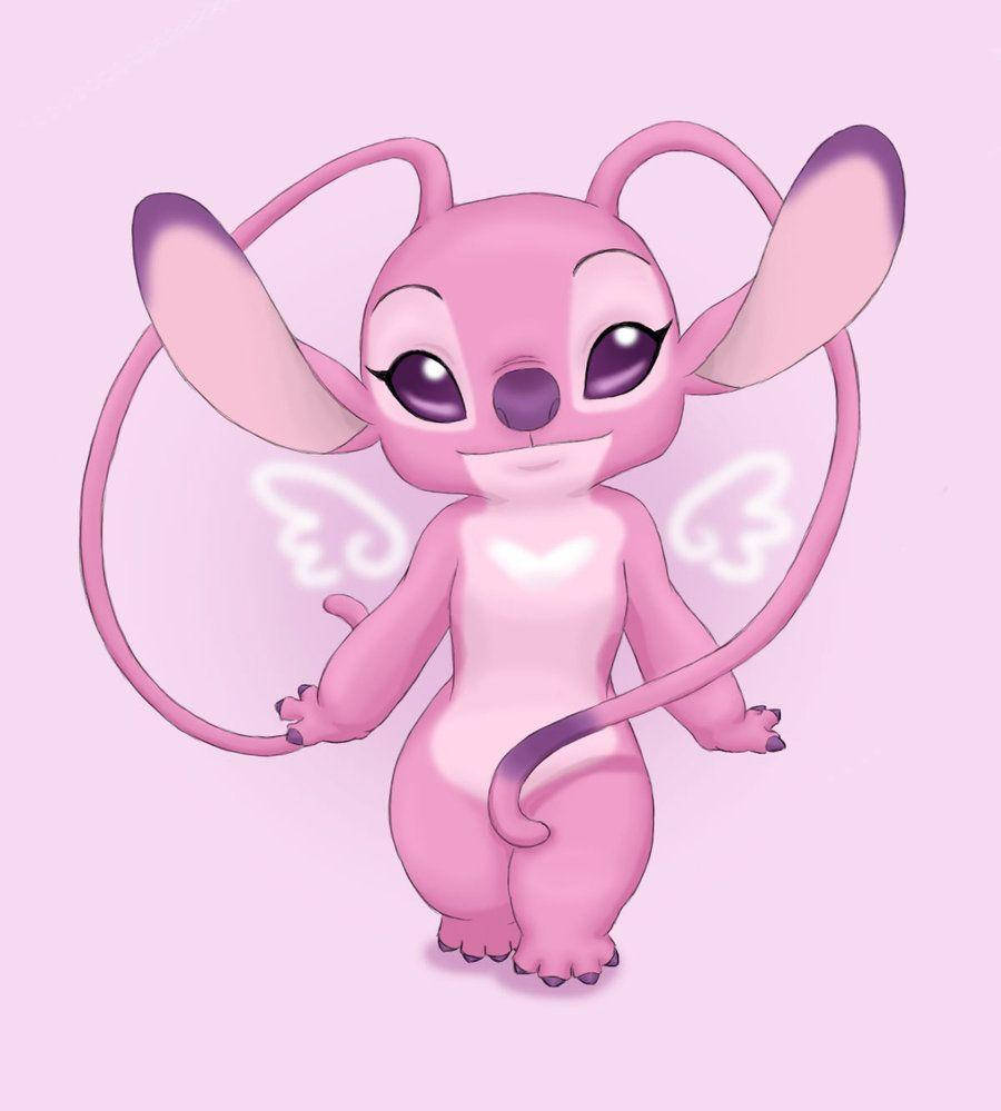 Pink Stitch, angel wings, heart glow, SD Phone Wallpaper
