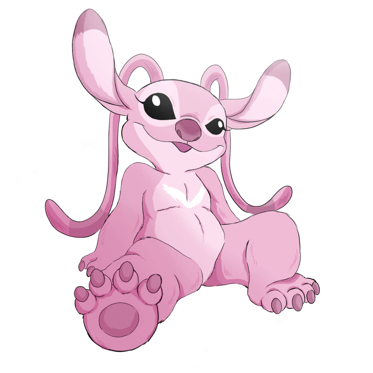 Pink Stitch, cartoon alien, large ears, HD Desktop Wallpaper